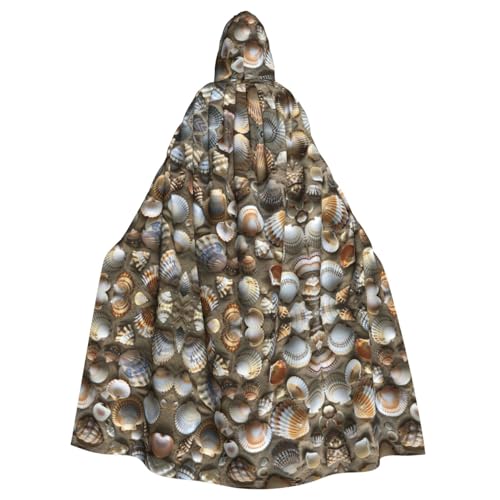 Kapuzenumhang mit Muscheln, Sanddruck, Unisex, Erwachsene, Kapuzenumhang, übergroßer Kapuzenumhang, Halloween-Umhang von Lootpe