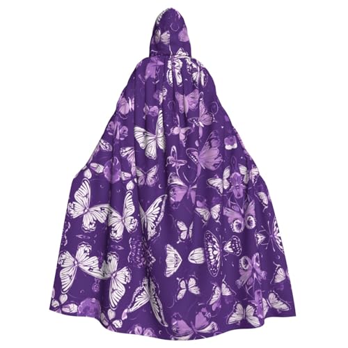 Kapuzenumhang mit Schmetterlingen, Blumenmuster, Unisex, für Erwachsene, mit Kapuze, übergroßer Kapuzenumhang, Halloween-Umhang von Lootpe