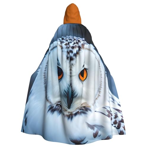 Kapuzenumhang mit Schneeeule und Augen, Unisex, Erwachsene, Kapuzenumhang, übergroßer Kapuzenumhang, Halloween-Umhang von Lootpe
