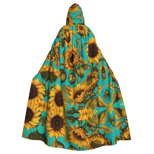 Kapuzenumhang mit Sonnenblumen-Aufdruck, Unisex, für Erwachsene, Kapuzenmantel, übergroßer Kapuzenumhang, Halloween-Umhang von Lootpe