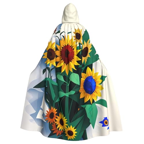 Kapuzenumhang mit Sonnenblumen-Motiv, Unisex, für Erwachsene, Kapuzenumhang, übergroßer Kapuzenumhang, Halloween-Umhang von Lootpe