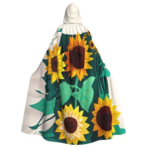 Kapuzenumhang mit Sonnenblumen-Motiv, Unisex, für Erwachsene, Kapuzenumhang, übergroßer Kapuzenumhang, Halloween-Umhang von Lootpe