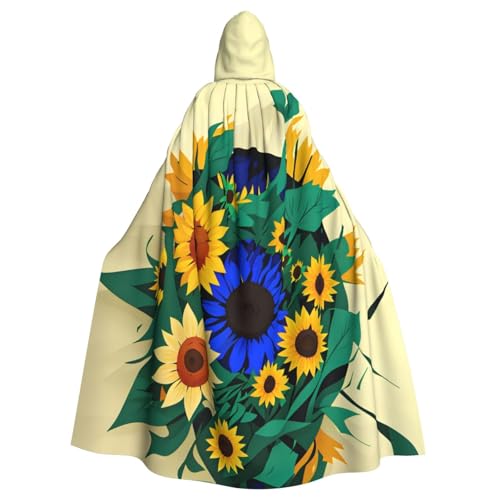 Kapuzenumhang mit Sonnenblumenmuster, Unisex, Erwachsene, Kapuzenumhang, übergroßer Kapuzenumhang, Halloween-Umhang von Lootpe