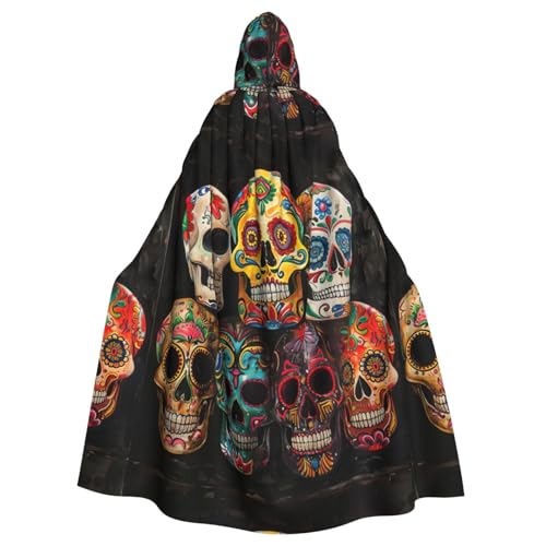 Kapuzenumhang mit Totenkopf-Aufdruck, Unisex, für Erwachsene, Kapuzenmantel, übergroßer Kapuzenumhang, Halloween-Umhang von Lootpe