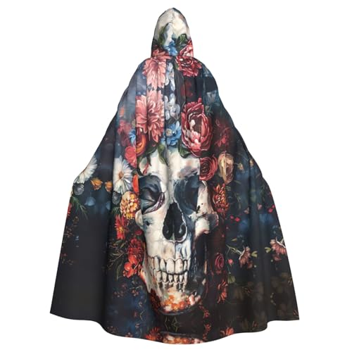 Kapuzenumhang mit Totenkopf-Motiv, Unisex, für Erwachsene, Kapuzenmantel, übergroßer Kapuzenumhang, Halloween-Umhang von Lootpe