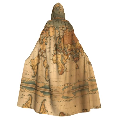Kapuzenumhang mit Weltkarten-Aufdruck, Unisex, für Erwachsene, Kapuzenmantel, übergroßer Kapuzenumhang, Halloween-Umhang von Lootpe