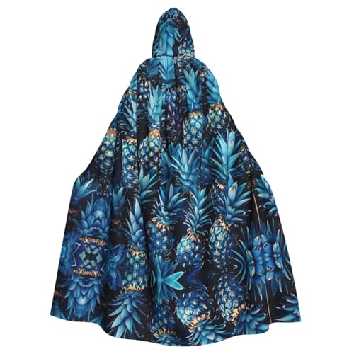 Kapuzenumhang mit blauem Ananas-Druck, Unisex, für Erwachsene, Kapuzenumhang, übergroßer Kapuzenumhang, Halloween-Umhang Kapuzenumhang mit blauem Ananas-Druck, Unisex, für Erwachsene, Kapuzenumhang, übergroßer Kapuzenumhang, Halloween-Umhang von Lootpe
