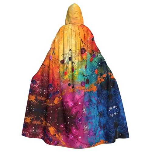 Kapuzenumhang mit buntem Musiknoten-Aufdruck, Unisex, Erwachsene, Kapuzenumhang, übergroßer Kapuzenumhang, Halloween-Umhang von Lootpe