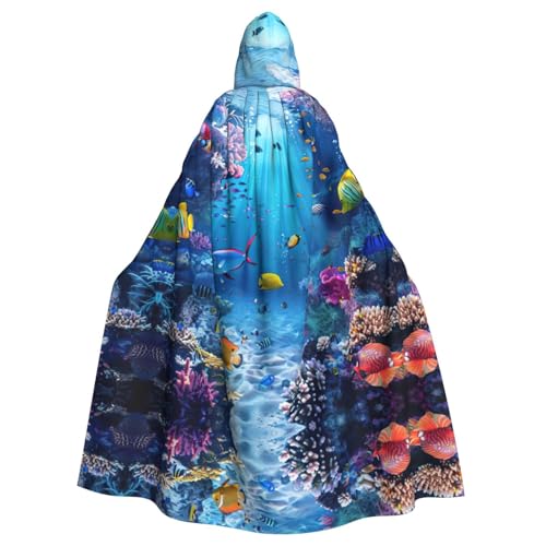 Kapuzenumhang mit buntem Ozean-Motiv, Unisex, Erwachsene, Kapuzenumhang, übergroßer Kapuzenumhang, Halloween-Umhang von Lootpe