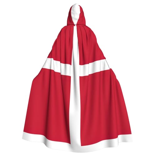 Kapuzenumhang mit dänischer Flagge, Unisex, für Erwachsene, Kapuzenmantel, übergroßer Kapuzenumhang, Halloween-Umhang von Lootpe
