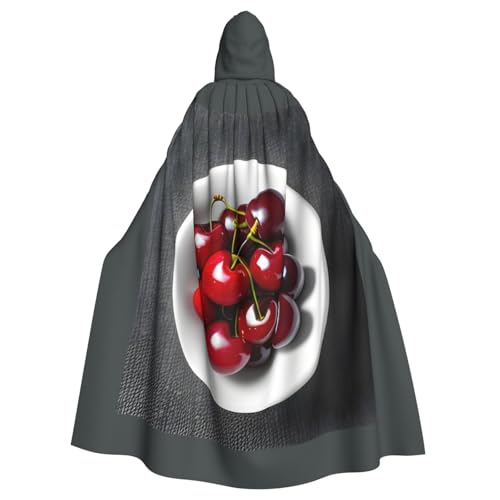 Kapuzenumhang mit frischem Kirsch-Aufdruck, Unisex, für Erwachsene, Kapuzenmantel, übergroßer Kapuzenumhang, Halloween-Umhang von Lootpe