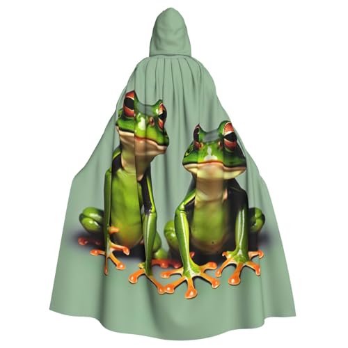 Kapuzenumhang mit lustigem Aufdruck "Grüne Frösche", Unisex, Erwachsene, Kapuzenmantel, übergroßer Kapuzenumhang, Halloween-Umhang von Lootpe