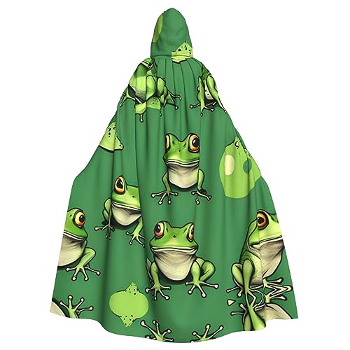 Kapuzenumhang mit lustigem grünen Frosch-Aufdruck, Unisex, für Erwachsene, Kapuzenumhang, übergroßer Kapuzenumhang, Halloween-Umhang Kapuzenumhang mit lustigem grünen Frosch-Aufdruck, Unisex, für Erwachsene, Kapuzenumhang, übergroßer Kapuzenumhang, Halloween-Umhang von Lootpe