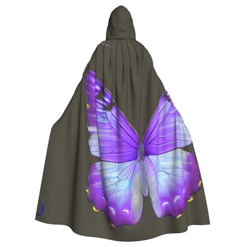 Kapuzenumhang mit violettem Schmetterlings-Aufdruck, Unisex, für Erwachsene, Kapuzenmantel, übergroßer Kapuzenumhang, Halloween-Umhang Kapuzenumhang mit violettem Schmetterlings-Aufdruck, Unisex, für Erwachsene, Kapuzenmantel, übergroßer Kapuzenumhang, Halloween-Umhang von Lootpe
