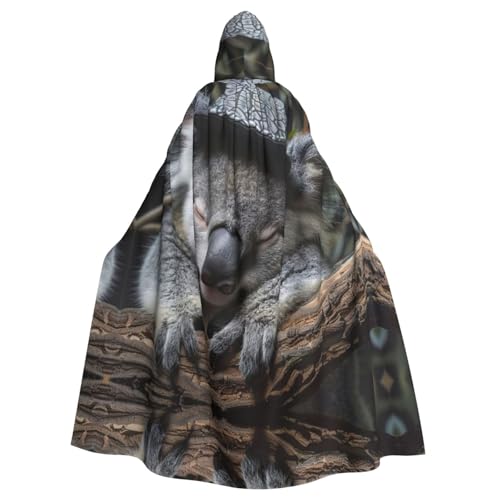 Umhang mit schlafender Koala-Kappe, Unisex, Erwachsene, Kapuzenumhang, übergroßer Kapuzenumhang, Halloween-Umhang von Lootpe