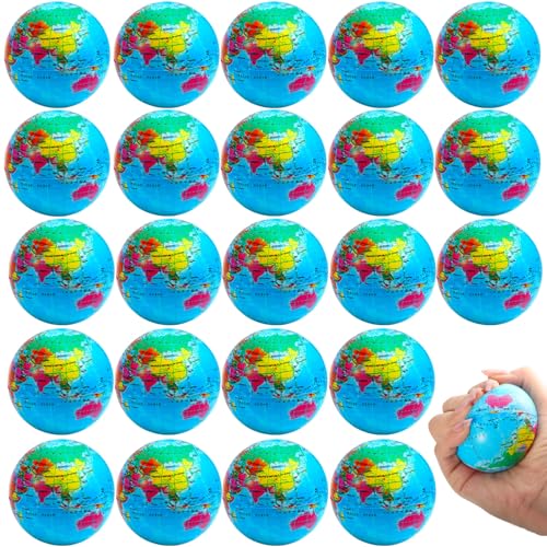 Loppdece 24 Stück Stressball Globus Klein, 6,35 cm Stressabbaubälle, Weicher Globus Schaumstoff Stressball Spielzeug, Antistressball Welt Stressbälle für Kinder Erwachsene Fingerübungen Partygeschenke Loppdece 24 Stück Stressball Globus Klein, 6,35 cm Stressabbaubälle, Weicher Globus Schaumstoff Stressball Spielzeug, Antistressball Welt Stressbälle für Kinder Erwachsene Fingerübungen Partygeschenke von Loppdece