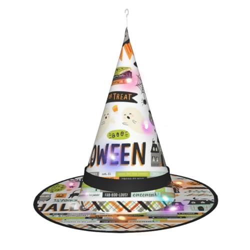 Halloween-Hexenhut, Hexenhut mit LED-Licht, Cosplay, Party-Dekoration von Loppott