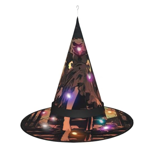 Halloween-Hexenhut mit Horror-Druck, Halloween-Hexenhüte mit LED-Licht, Cosplay-Party-Dekoration Halloween-Hexenhut mit Horror-Druck, Halloween-Hexenhüte mit LED-Licht, Cosplay-Party-Dekoration von Loppott