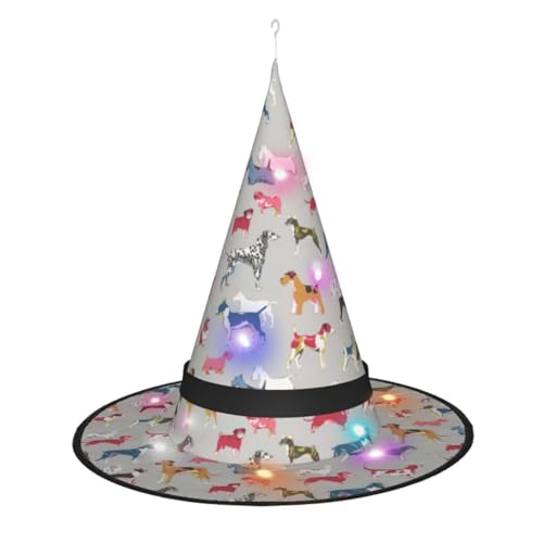 Hexenhut, Halloween-Hexenhut mit LED-Licht, Cosplay, Party-Dekoration von Loppott