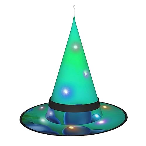 Hexenhut, Halloween-Hexenhut mit LED-Licht, Cosplay-Party-Dekoration, Blaugrün von Loppott