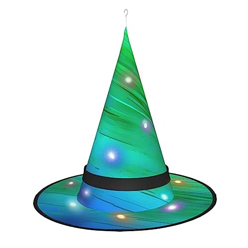 Hexenhut, Halloween-Hexenhut mit LED-Licht, Cosplay-Party-Dekoration, Blaugrün von Loppott