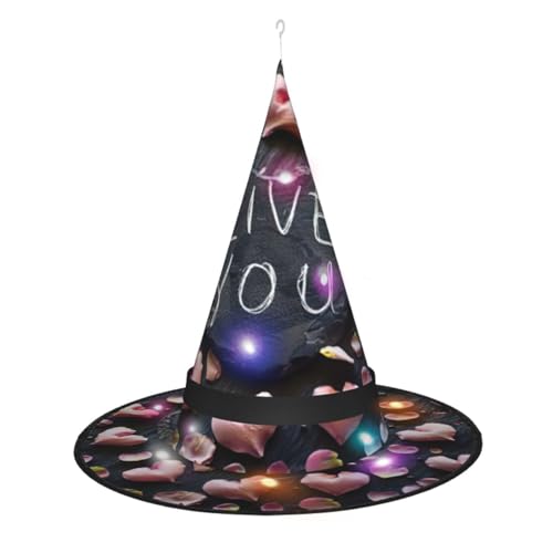 Hexenhut mit Aufschrift "I Love You" mit Herzen, Halloween-Hexenhut mit LED-Licht, Cosplay, Party-Dekoration von Loppott
