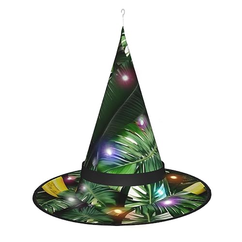 Hexenhut mit Bananen- und Palmendruck, Halloween-Hexenhüte mit LED-Licht, Cosplay-Party-Dekoration von Loppott
