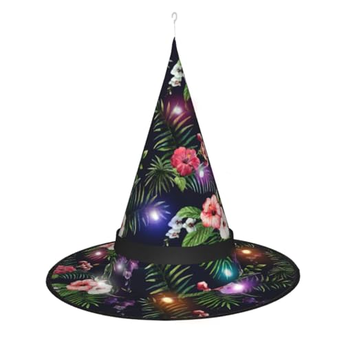 Hexenhut mit Blumendruck, Halloween-Hexenhüte mit LED-Licht, Cosplay-Party-Dekoration von Loppott