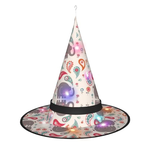 Hexenhut mit Elefantenaufdruck, Halloween-Hexenhüte mit LED-Licht, Cosplay-Party-Dekoration Hexenhut mit Elefantenaufdruck, Halloween-Hexenhüte mit LED-Licht, Cosplay-Party-Dekoration von Loppott