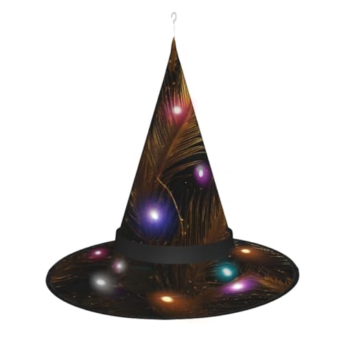 Hexenhut mit Federdruck, Halloween-Hexenhüte mit LED-Licht, Cosplay-Party-Dekoration von Loppott