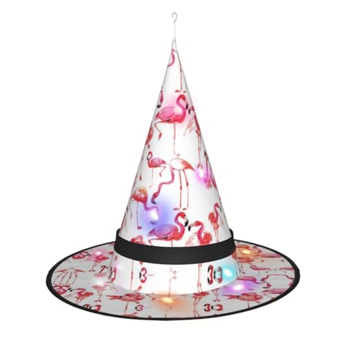 Hexenhut mit Flamingo-Druck, Halloween-Hexenhüte mit LED-Licht, Cosplay-Party-Dekoration Hexenhut mit Flamingo-Druck, Halloween-Hexenhüte mit LED-Licht, Cosplay-Party-Dekoration von Loppott