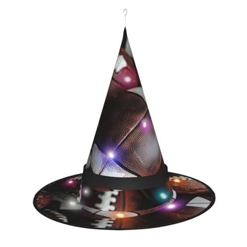 Hexenhut mit Fußballaufdruck, Halloween-Hexenhüte mit LED-Licht, Cosplay, Party-Dekoration Hexenhut mit Fußballaufdruck, Halloween-Hexenhüte mit LED-Licht, Cosplay, Party-Dekoration von Loppott
