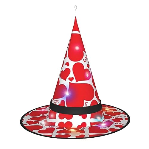 Hexenhut mit Herzaufdruck, Halloween-Hexenhut mit LED-Licht, Cosplay-Party-Dekoration Hexenhut mit Herzaufdruck, Halloween-Hexenhut mit LED-Licht, Cosplay-Party-Dekoration von Loppott