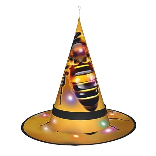 Hexenhut mit Honigbienen-Druck, Halloween-Hexenhüte mit LED-Licht, Cosplay-Party-Dekoration von Loppott