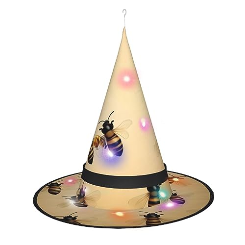 Hexenhut mit Honigbienen-Druck, Halloween-Hexenhüte mit LED-Licht, Cosplay-Party-Dekoration von Loppott