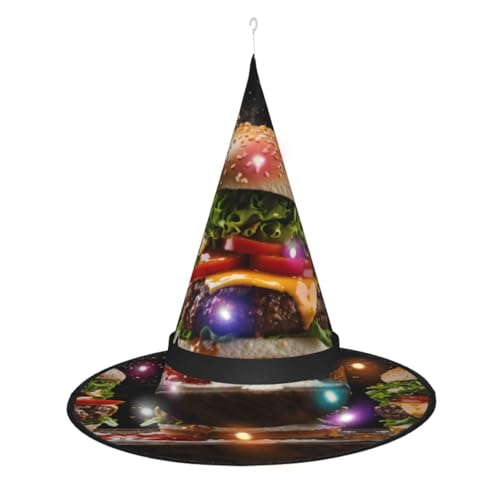 Hexenhut mit Lebensmitteldruck, Halloween-Hexenhüte mit LED-Licht, Cosplay, Party-Dekoration von Loppott