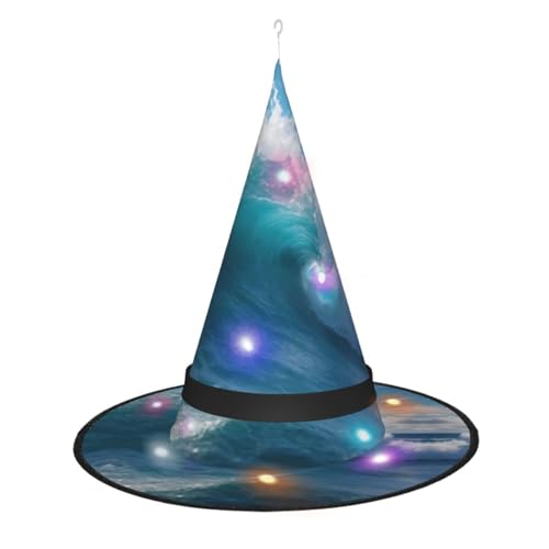 Hexenhut mit Meereswellen-Druck, Halloween-Hexenhüte mit LED-Licht, Cosplay-Party-Dekoration Hexenhut mit Meereswellen-Druck, Halloween-Hexenhüte mit LED-Licht, Cosplay-Party-Dekoration von Loppott