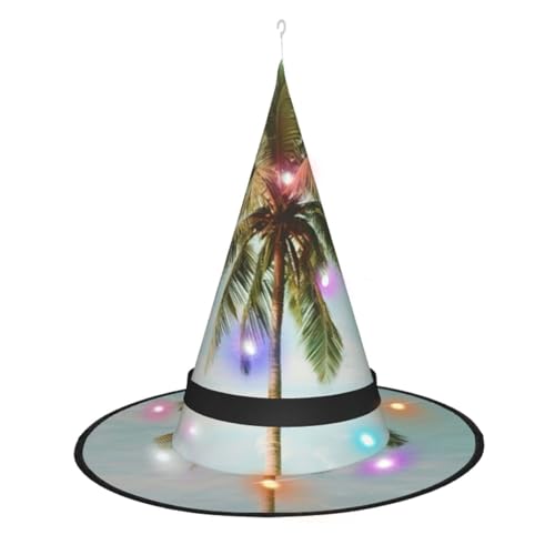 Hexenhut mit Palmenaufdruck, Halloween-Hexenhüte mit LED-Licht, Cosplay-Party-Dekoration Hexenhut mit Palmenaufdruck, Halloween-Hexenhüte mit LED-Licht, Cosplay-Party-Dekoration von Loppott
