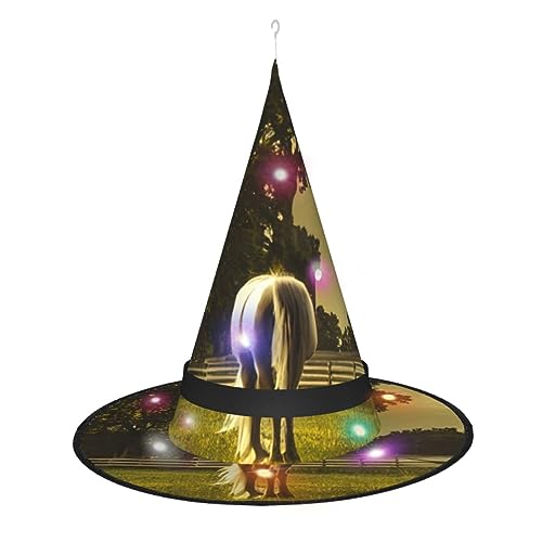Hexenhut mit Pferdeaufdruck, Halloween-Hexenhüte mit LED-Licht, Cosplay-Party-Dekoration von Loppott