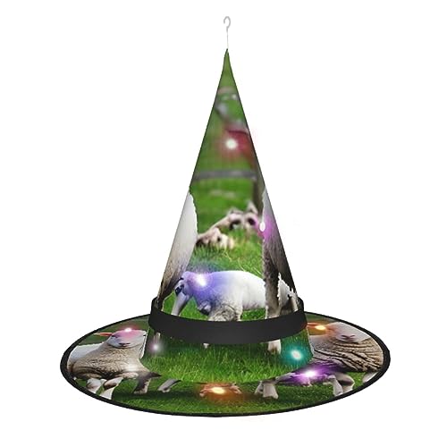 Hexenhut mit Schaf- und Lämmer-Druck, Halloween-Hexenhüte mit LED-Licht, Cosplay-Party-Dekoration von Loppott