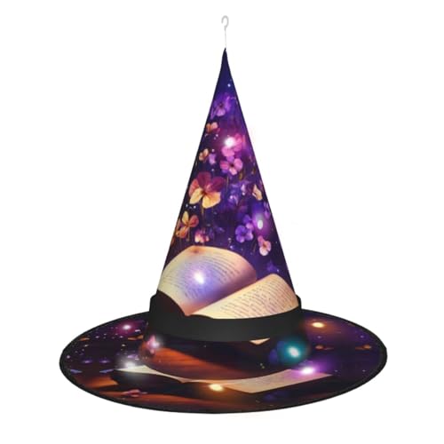 Hexenhut mit Schmetterlingsdruck, Halloween-Hexenhüte mit LED-Licht, Cosplay-Party-Dekoration von Loppott