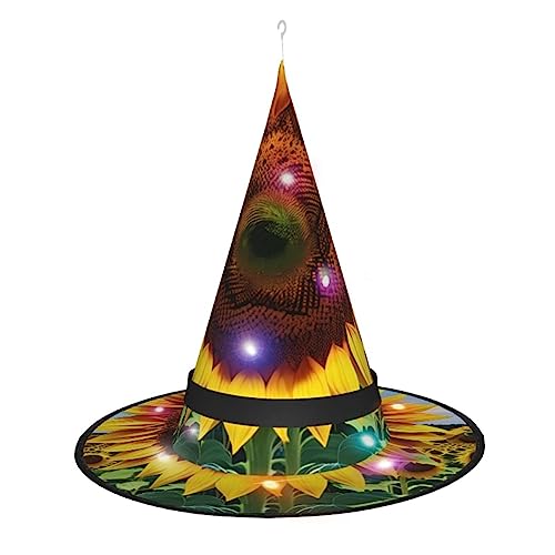 Hexenhut mit Sonnenblumenmuster, Halloween-Hexenhut mit LED-Licht, Cosplay, Party-Dekoration Hexenhut mit Sonnenblumenmuster, Halloween-Hexenhut mit LED-Licht, Cosplay, Party-Dekoration von Loppott