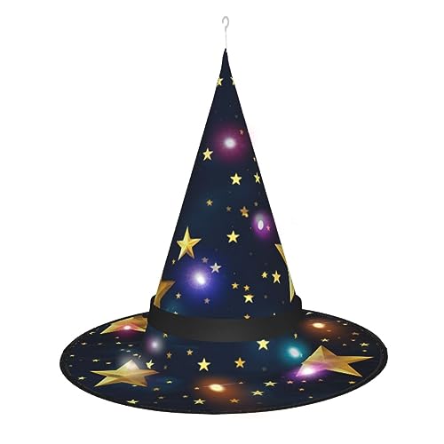Hexenhut mit Sternenmuster, Halloween-Hexenhut mit LED-Licht, Cosplay, Party-Dekoration von Loppott