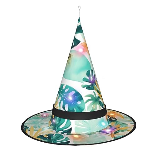 Hexenhut mit Strandpflanzenlandschaft, Halloween-Hexenhut mit LED-Licht, Cosplay-Party-Dekoration von Loppott