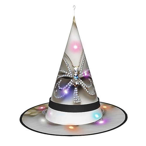 Hexenhut mit Strasssteinen, Schmetterlings- und Blumendruck, Halloween-Hexenhüte mit LED-Licht, Cosplay-Party-Dekoration Hexenhut mit Strasssteinen, Schmetterlings- und Blumendruck, Halloween-Hexenhüte mit LED-Licht, Cosplay-Party-Dekoration von Loppott
