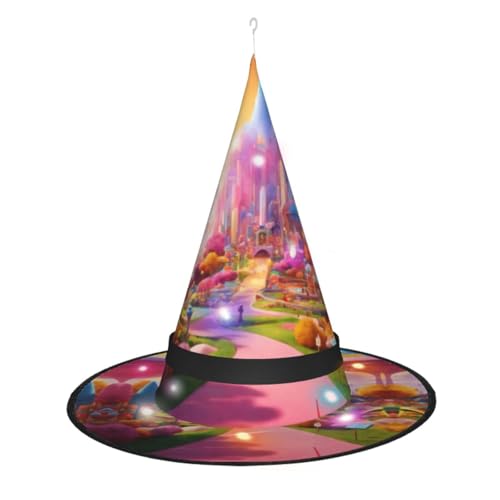Hexenhut mit Süßigkeitenland-Druck, Halloween-Hexenhüte mit LED-Licht, Cosplay-Party-Dekoration Hexenhut mit Süßigkeitenland-Druck, Halloween-Hexenhüte mit LED-Licht, Cosplay-Party-Dekoration von Loppott