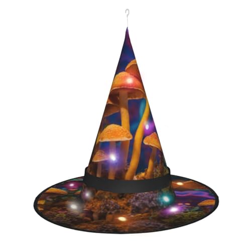 Hexenhut mit Wildpilzdruck, Halloween-Hexenhüte mit LED-Licht, Cosplay-Party-Dekoration von Loppott