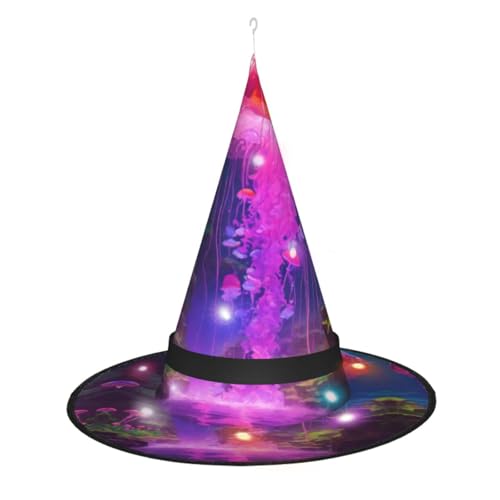 Hexenhut mit Zauberpilz-Druck, Halloween-Hexenhüte mit LED-Licht, Cosplay-Party-Dekoration von Loppott