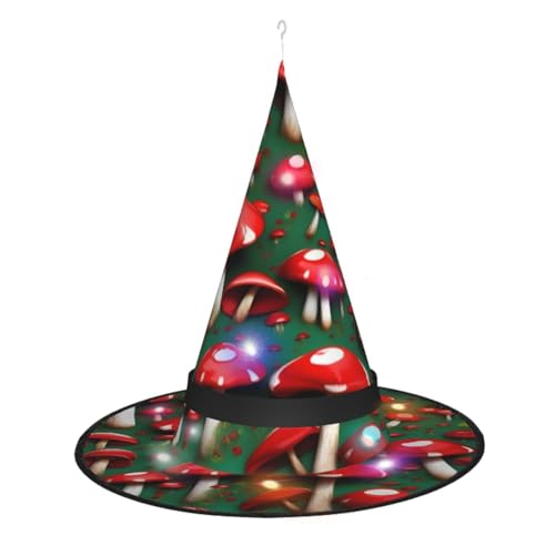 Hexenhut mit rotem Pilzdruck, Halloween-Hexenhüte mit LED-Licht, Cosplay-Party-Dekoration von Loppott