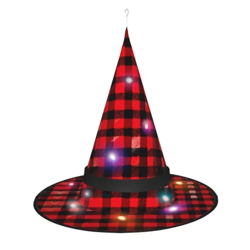 Hexenhut mit rotem und schwarzem Druck, Halloween-Hexenhüte mit LED-Licht, Cosplay-Party-Dekoration von Loppott